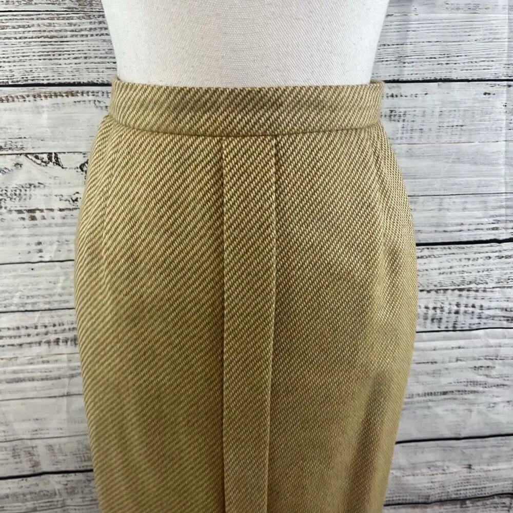 Vintage Carlisle Suit Skirt size 12 Camel Brown Tweed Wool Straight Pencil Knee